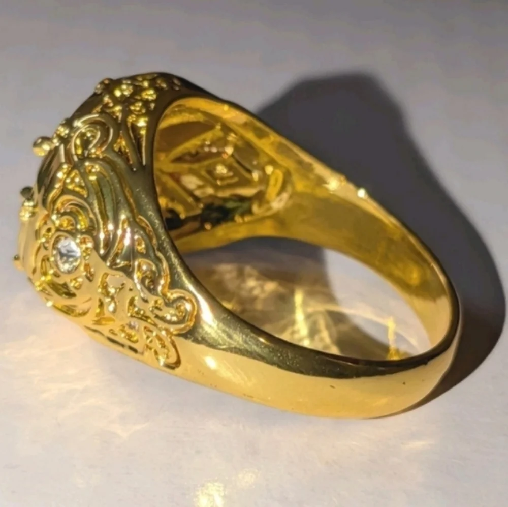 Mens 3ct Oval Cut Moissanite Band Ring 14k Yellow Gold Plated Sz 10